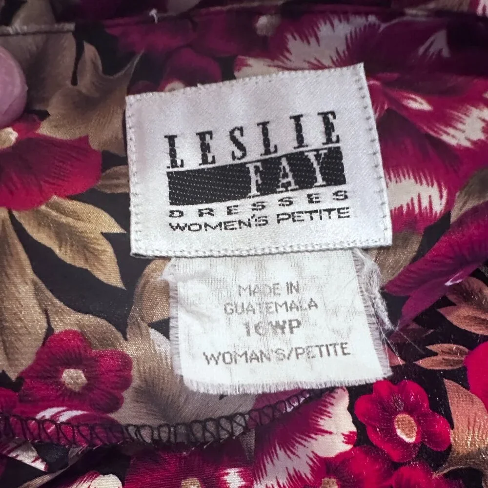 Vintage Volup Leslie Fay Women's Petite Floral Dress Size 16WP - Picture 15 of 15